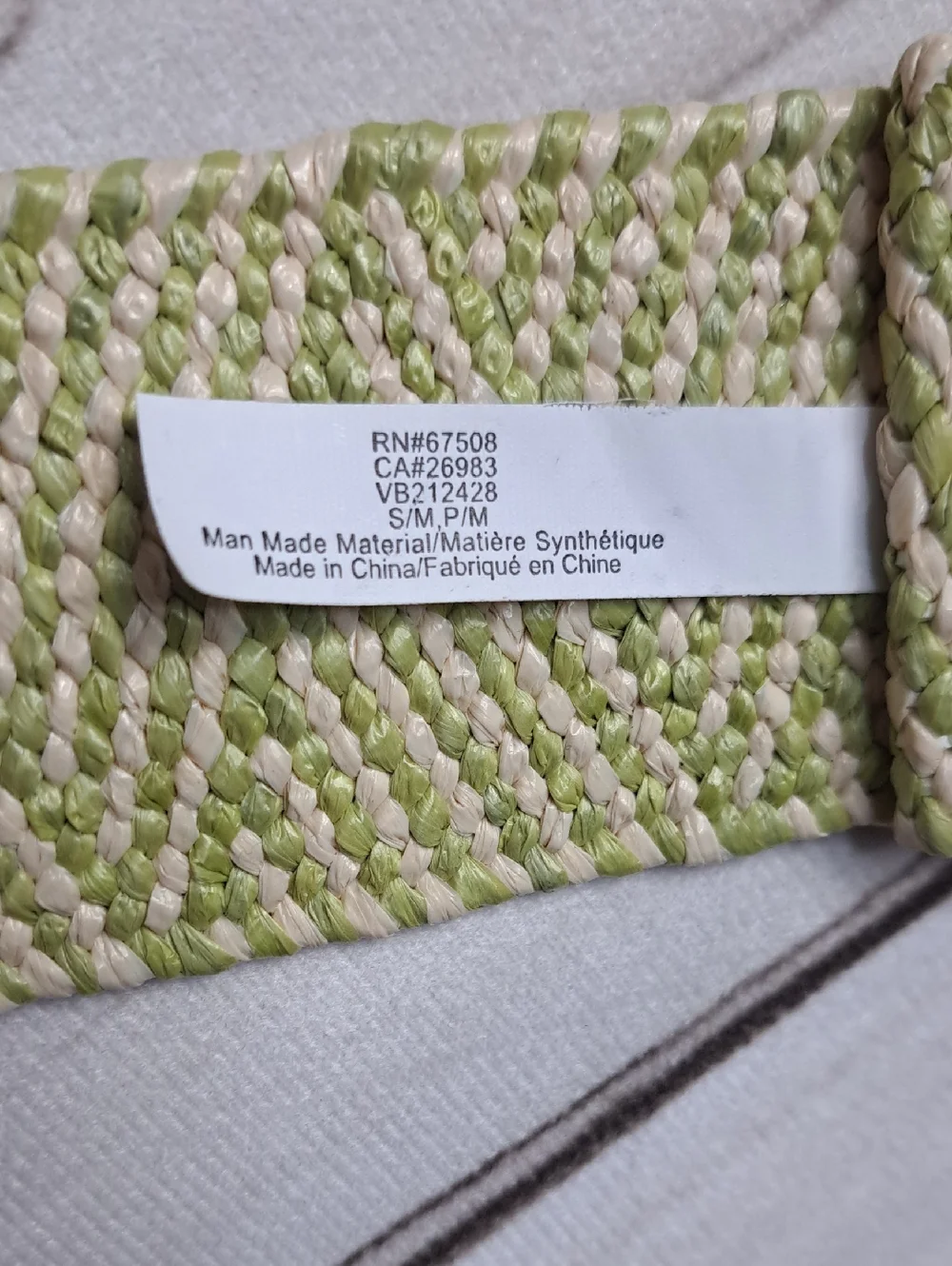 Vince Camuto Woven Green And Cream  Stretchy Belt Size Small